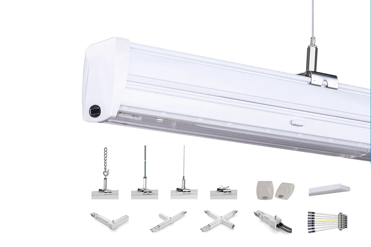 LED linear lighting solution used in supermarket warehouse