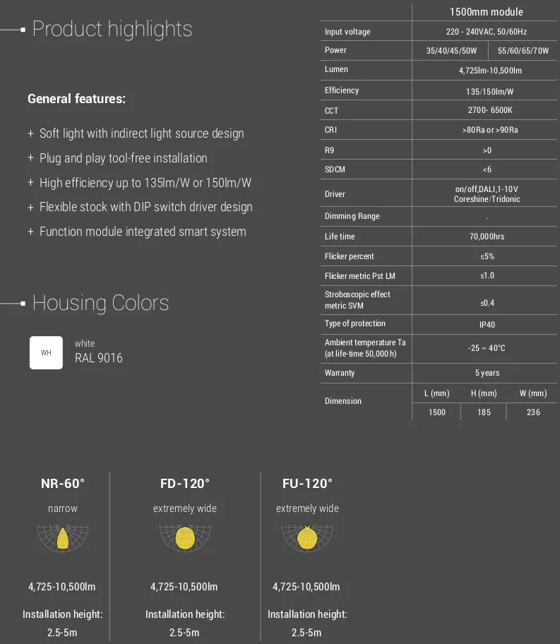 U-LINE technical datasheet